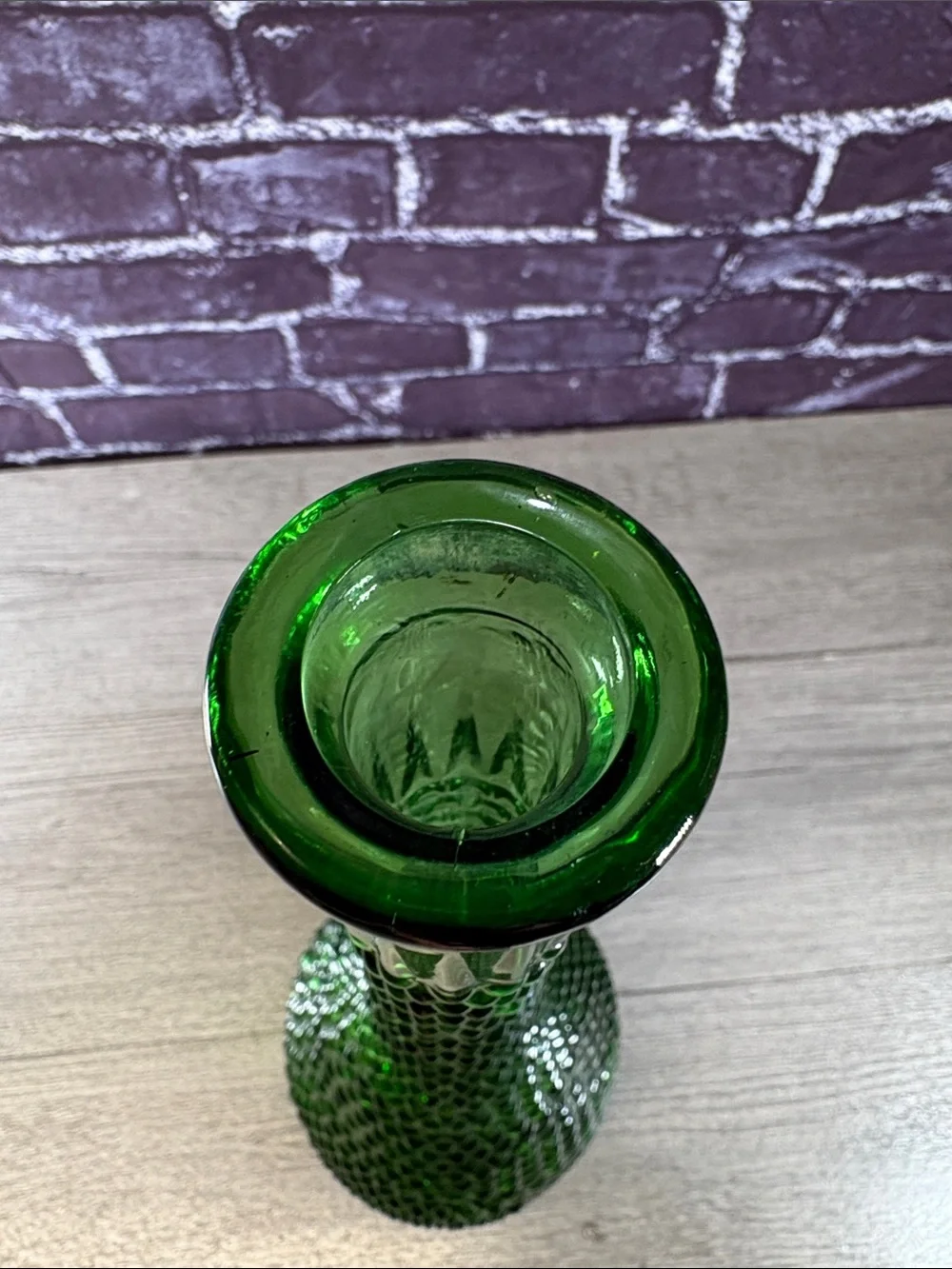 Vintage Green Diamond Glass Genie Bottle
